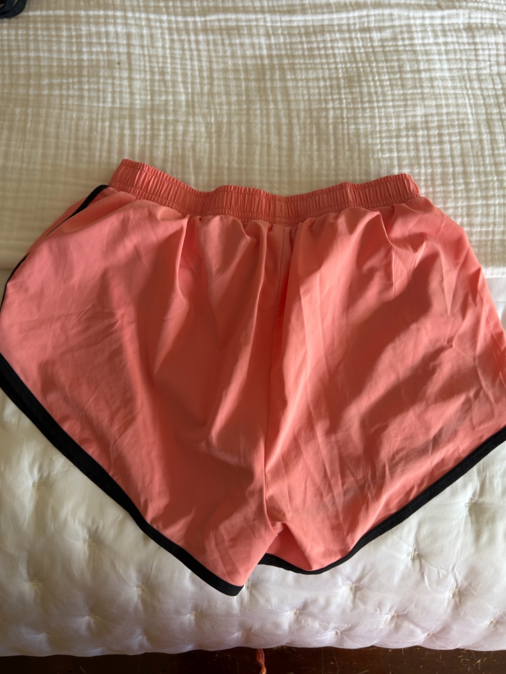 ALO Yoga Coral Pink Athletic Shorts with Black Trim 4 - Picture 2 of 4